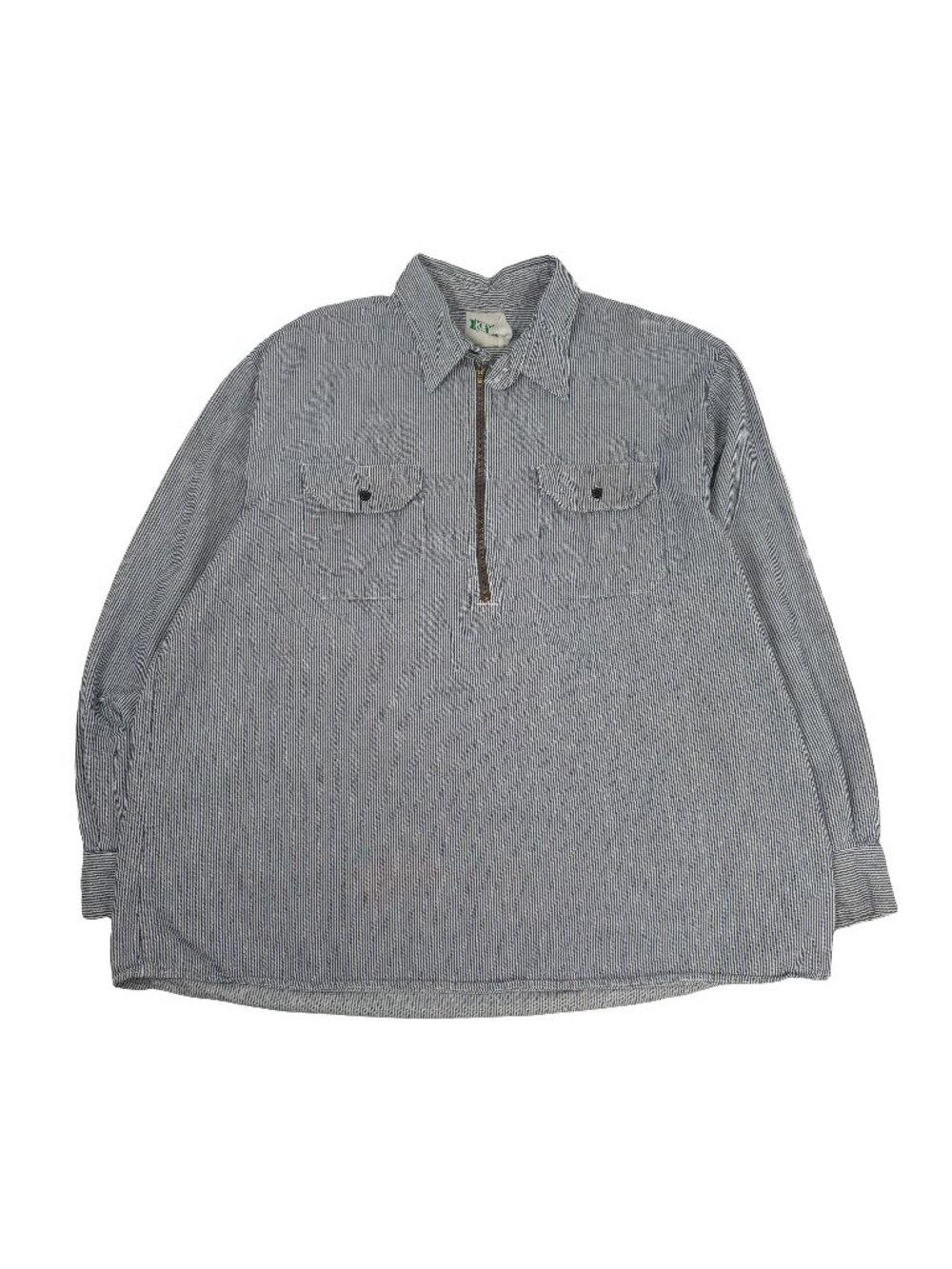 Vintage Key Hickory Striped 1/2 Zip Work Shirt XL